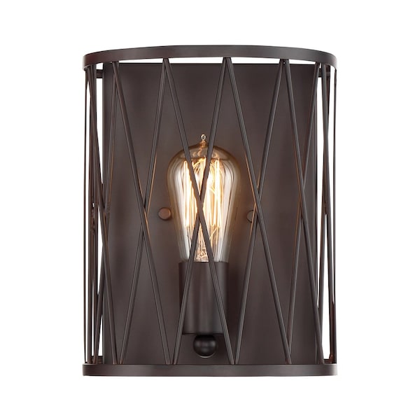 Designers Fountain Arris 8in 1-Light Vintage Bronze Industrial Indoor Wall Sconce with Metal Cage 91101-VB - main